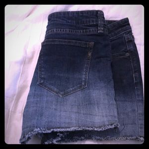 Ombré blue jean shorts